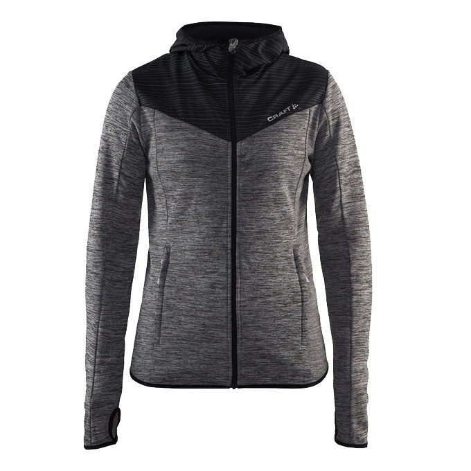 CRAFT 瑞典 1905497 女連帽外套 (黑、灰) 防潑水/反光條/運動/競賽/戶外活動 04R05497