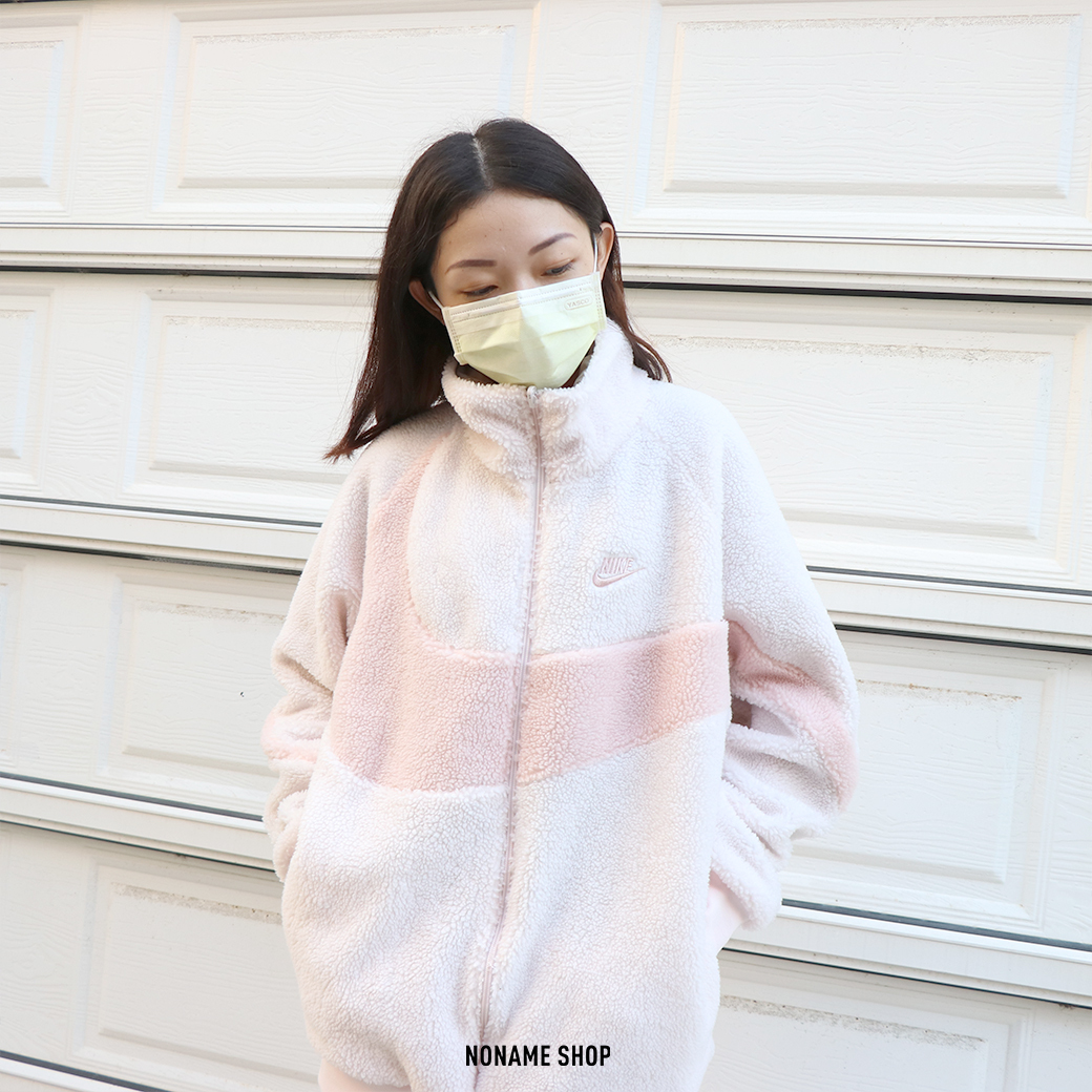 NIKE BIG SWOOSH  搖粒絨 雙面穿 大勾  保暖 毛毛外套 粉色
