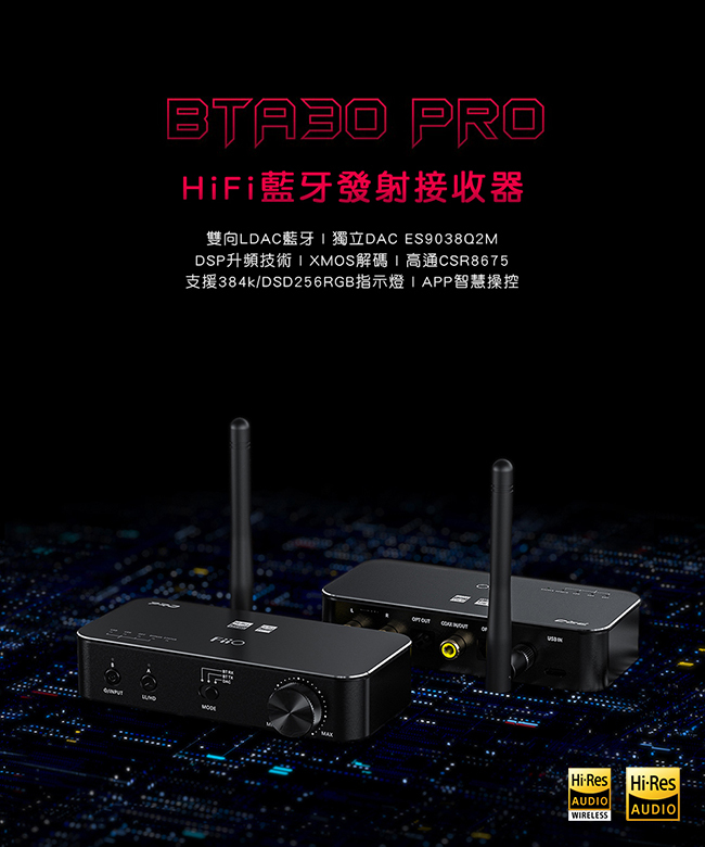 BTA30 Pro HiFi藍牙解碼發射接收器