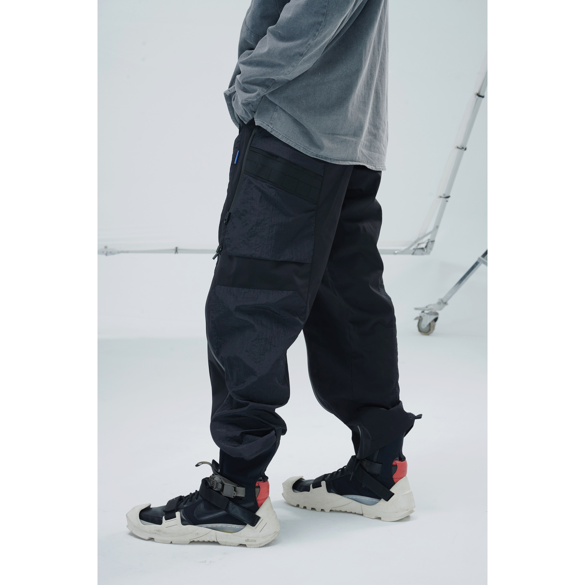 RL |  雙形態拉鍊層疊分區袋防水束腳長褲2色