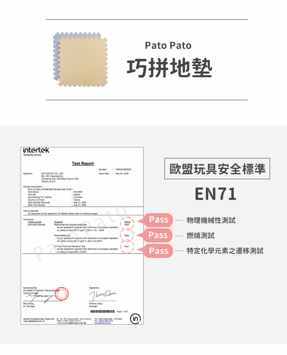 PatoPato歐盟檢驗認證