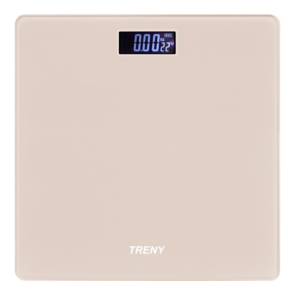 TRENY 大踏板數位體重計-150KG 米色