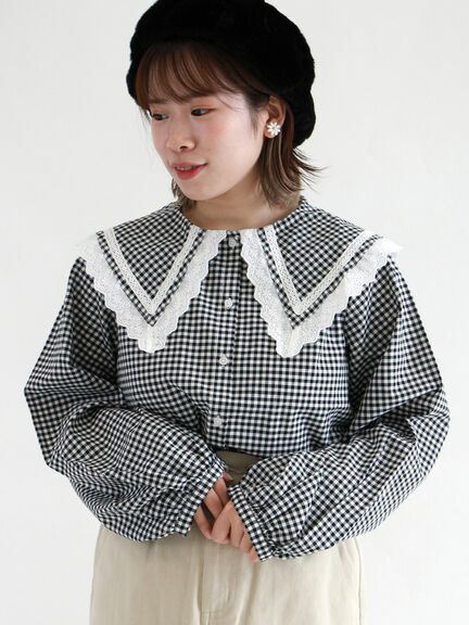 現貨｜[SALE] 日本拼色大領襯衫(淨色/格仔)