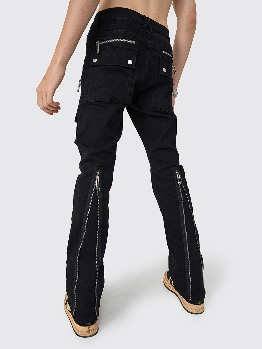 4TRA 2021FW 微喇叭可調節彈性工裝拉鍊牛仔褲