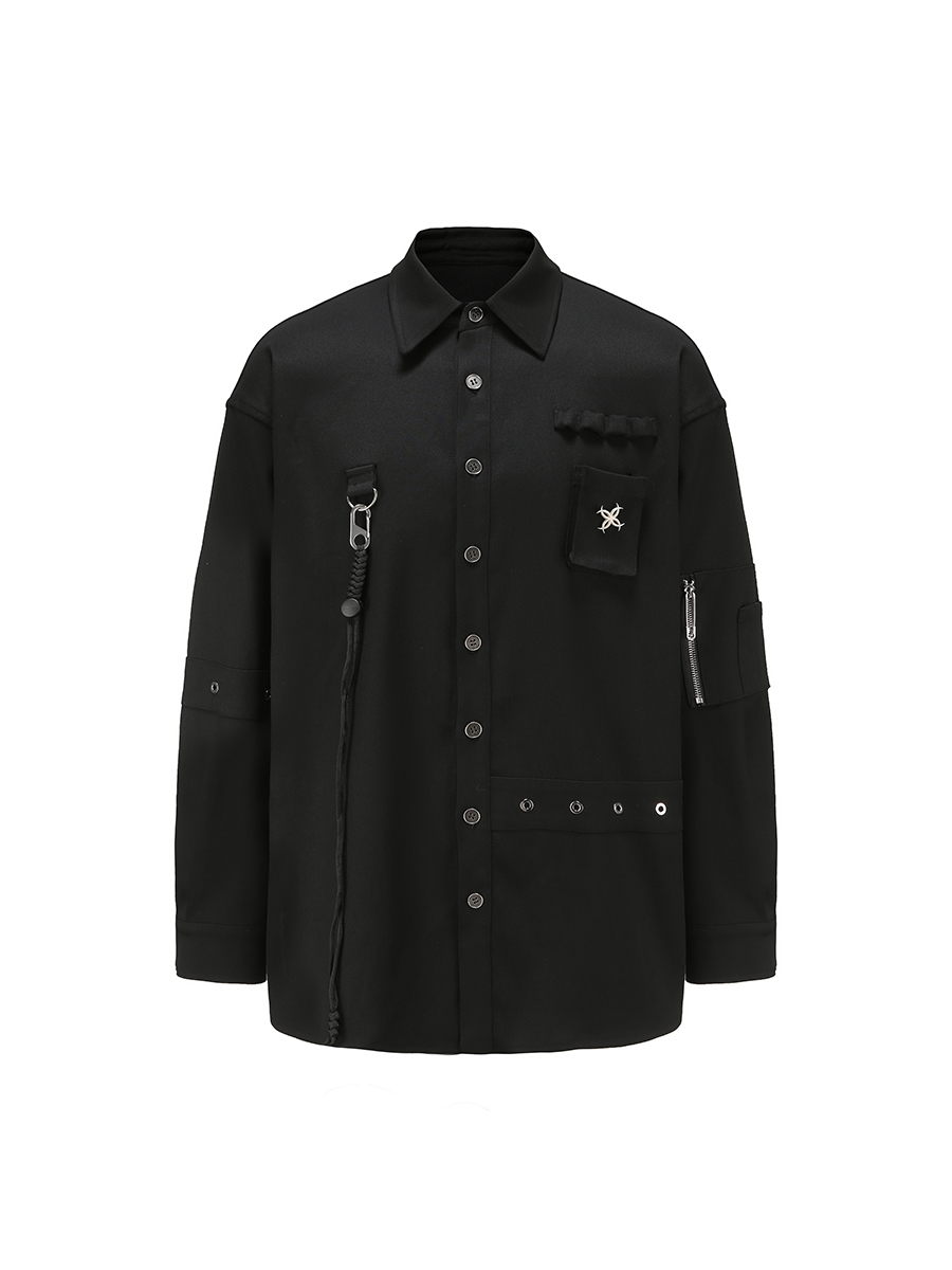 4TRA 2021FW 拉鍊煙盒掛扣軍事風長袖襯衫