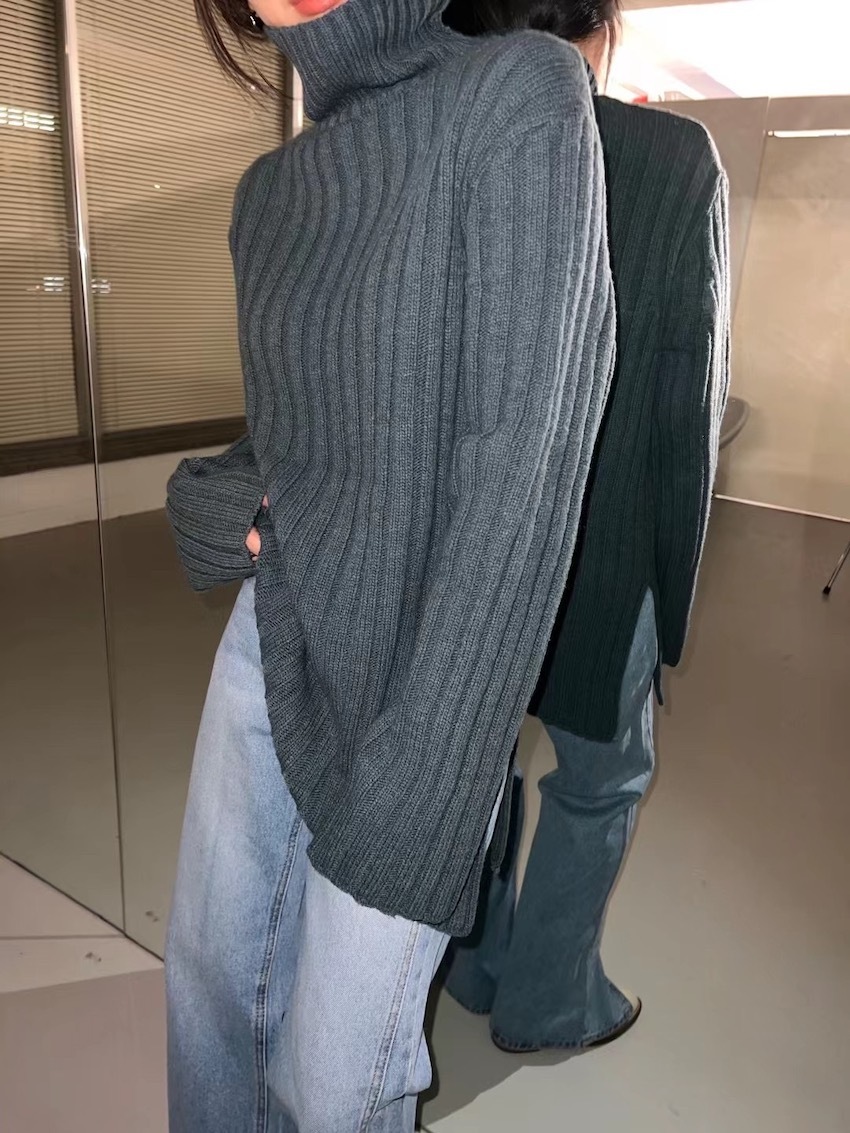 Jupiter ribbed roll neck wool jumper