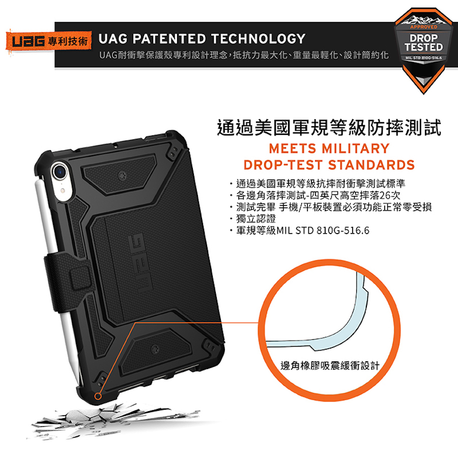 UAG iPad mini 6 (8.3'') METROPOLIS 經典款耐衝擊保護殻 - 商品介紹