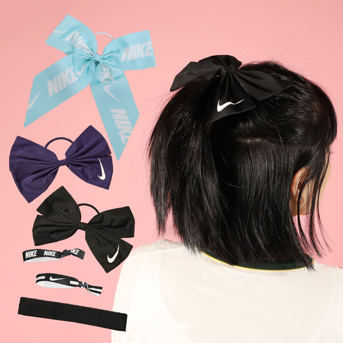 [特價商品無退換] NIKE GAME READY 黑色 紫色 薄荷綠 蝴蝶結 勾勾 4入頭飾組 髮圈 健身 運動 穿搭【CV1256-010】
