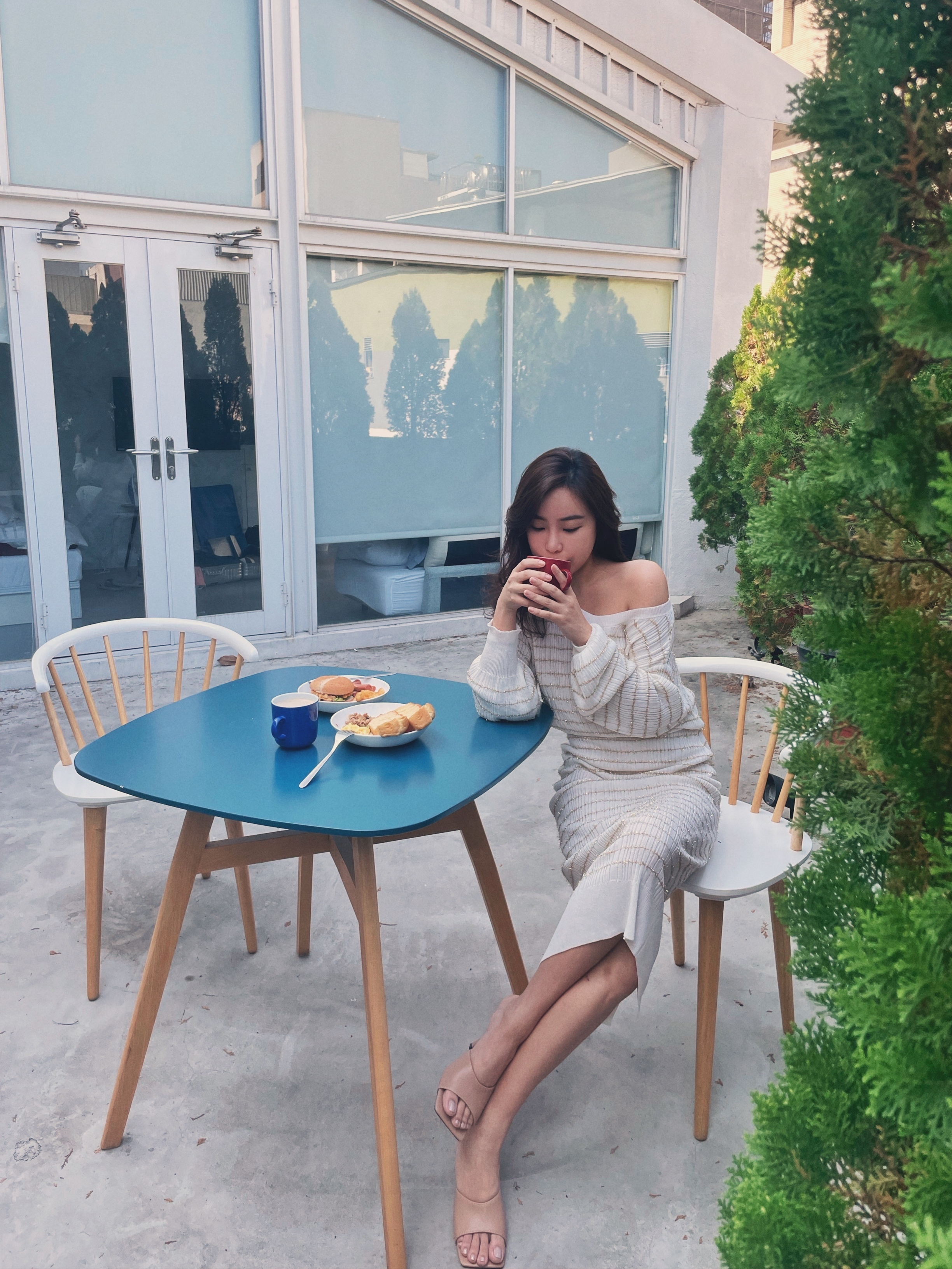 Have a nice day  針織金蔥條紋套裝