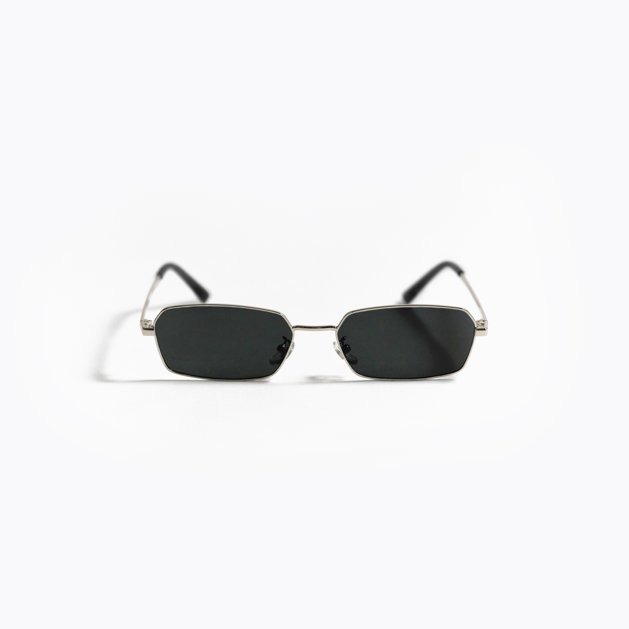 KK1 復古未來六角框墨鏡 - 黑銀