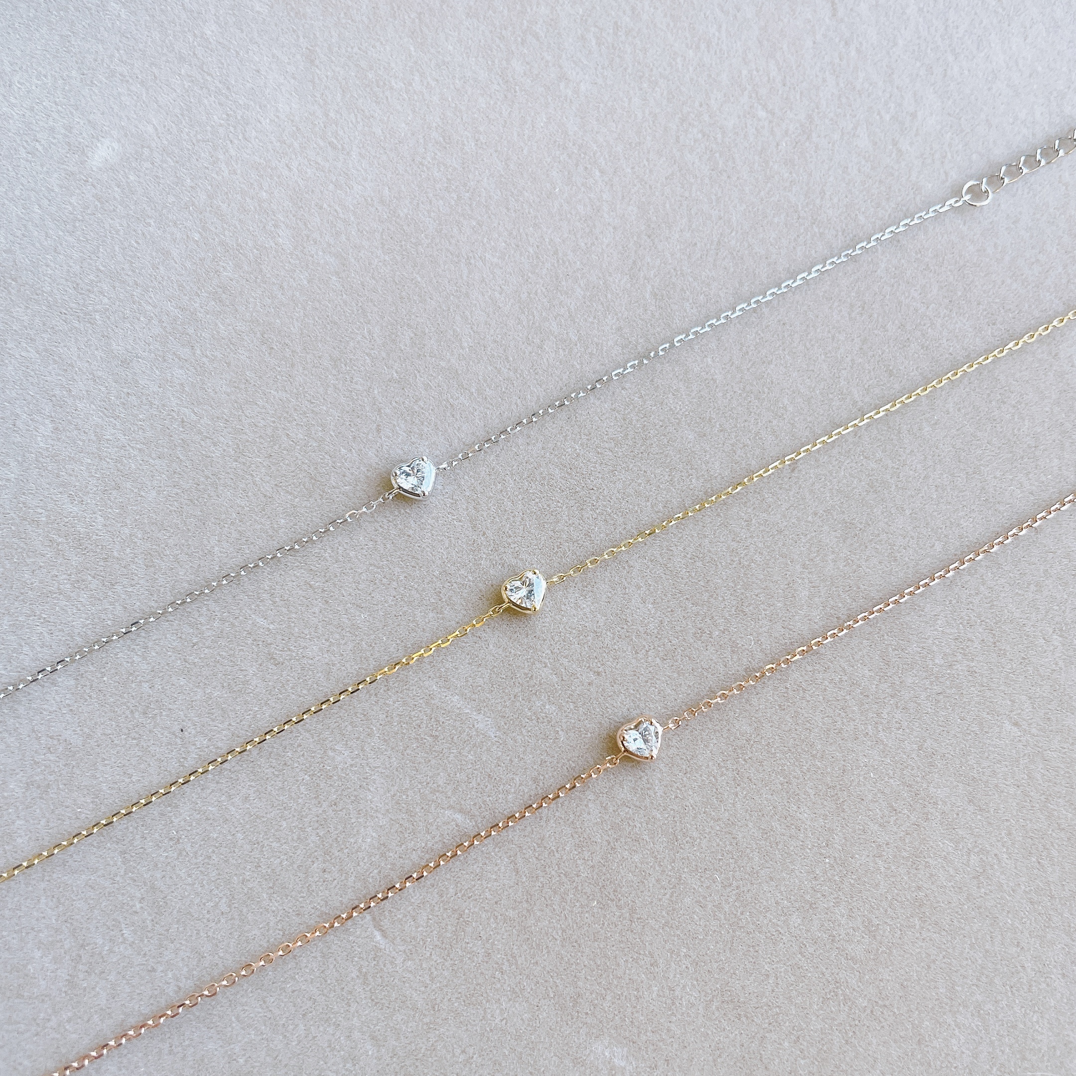 18K金泡泡鑽石手鏈 - 心形