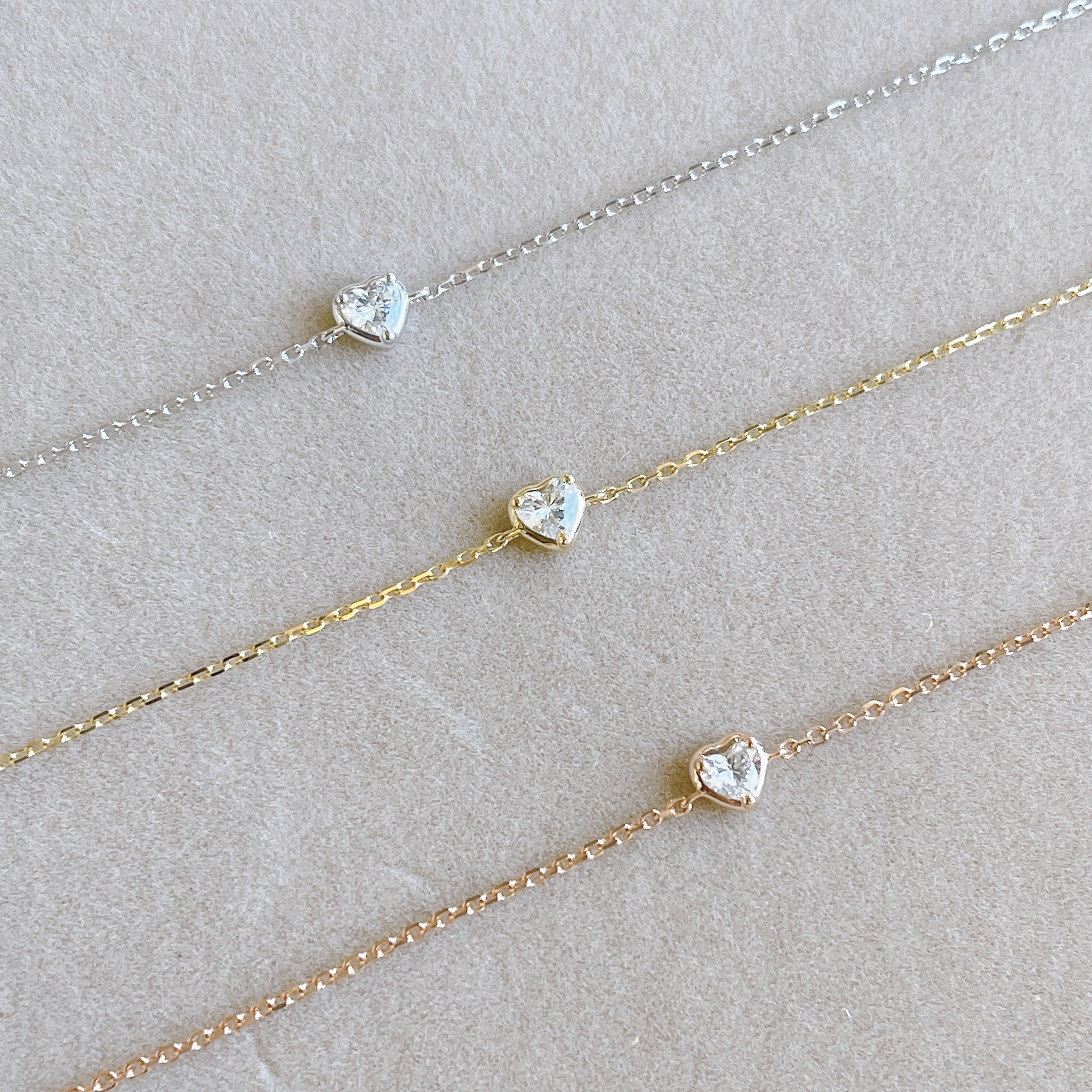 18K金泡泡鑽石手鏈 - 心形