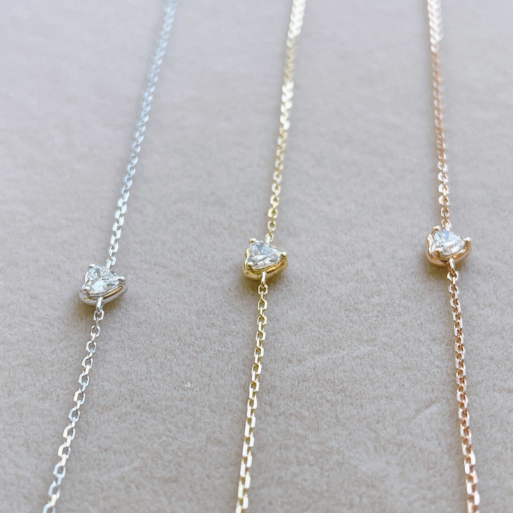 18K金泡泡鑽石手鏈 - 心形