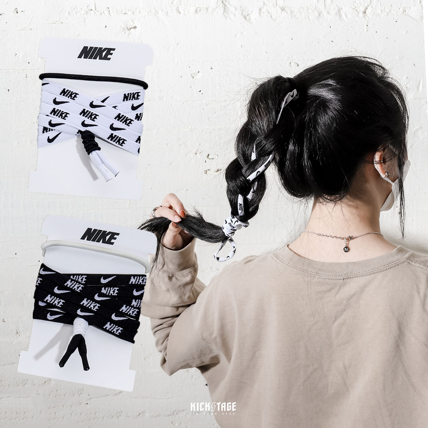 [特價商品無退換] NIKE BRAID KIT 白色 黑色 運動 穿搭 造型髮圈組 ( 編髮髮帶+收納袋 )【DO8291-010】