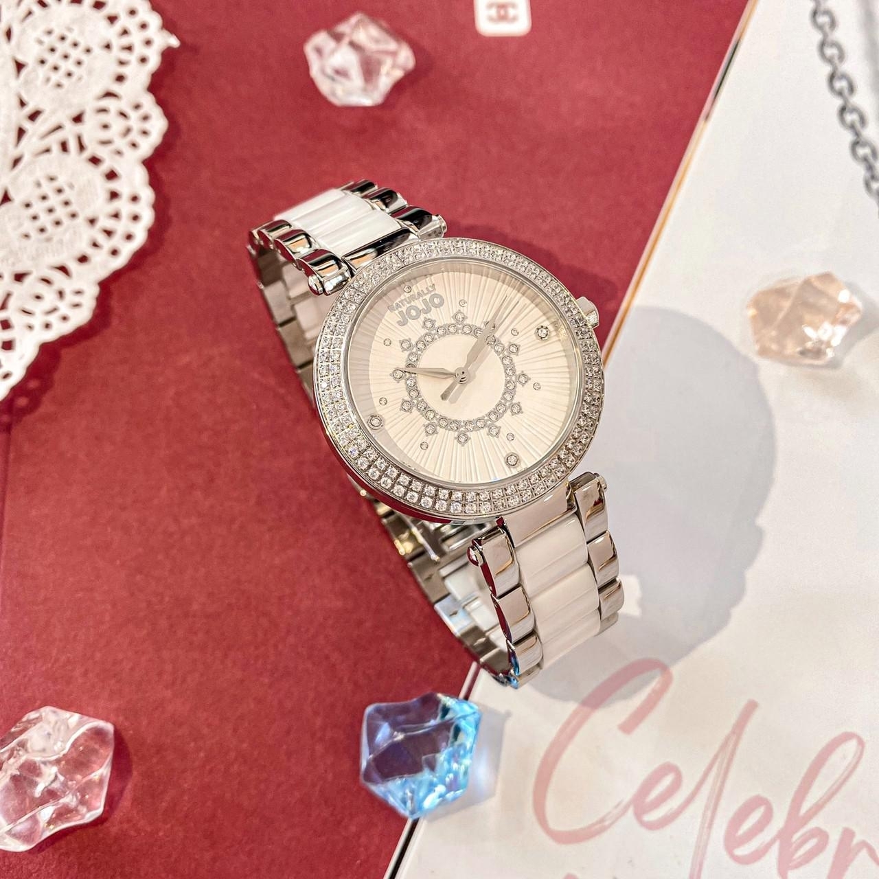 【NATURALLY JOJO】奢華晶鑽半陶瓷腕錶 JO96984-80F 現代鐘錶