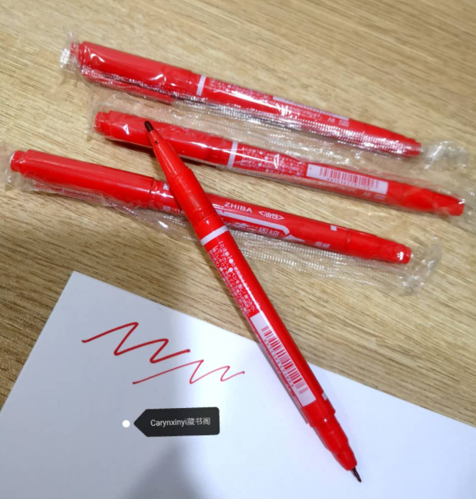 permanent markerpen 双头极细油性笔(3蓝3红3黑)