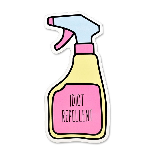 IDIOT REPELLENT SPRAY STICKER 2.75"X5.5"