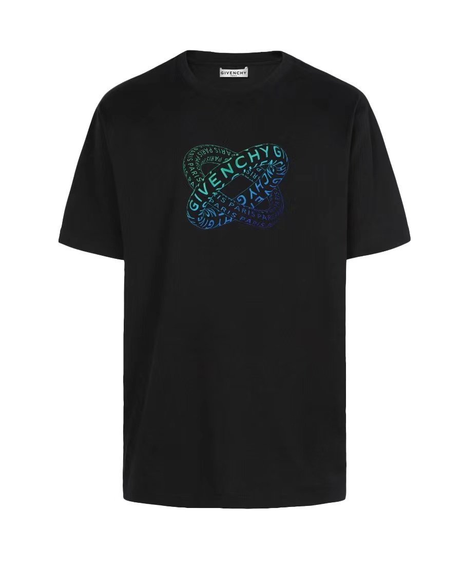 Givenchy 黑色環形互扣LOGO短袖