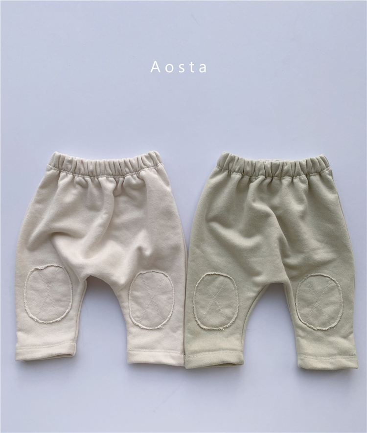 正韓Aosta-膝蓋拼布棉質褲