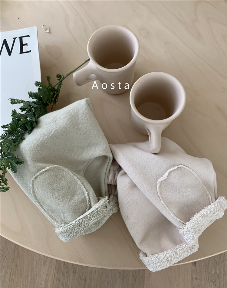 正韓Aosta-膝蓋拼布棉質褲