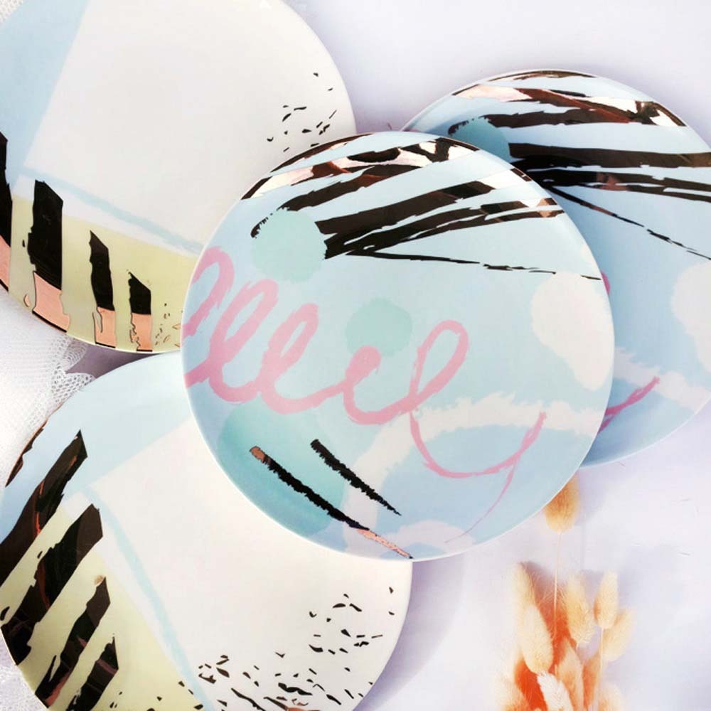 Lady Chic撞色描金8吋點心盤