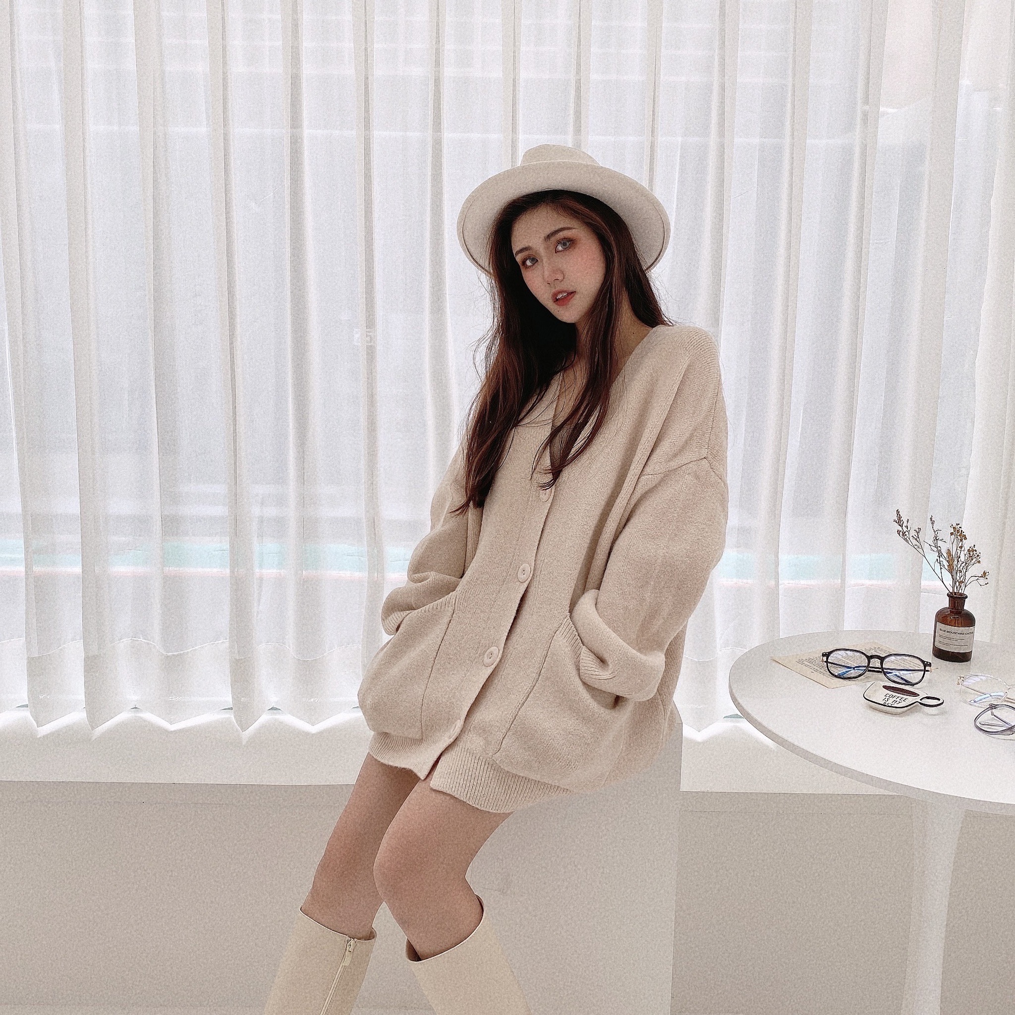 NEW 重磅針織大釦毛衣外套/五色