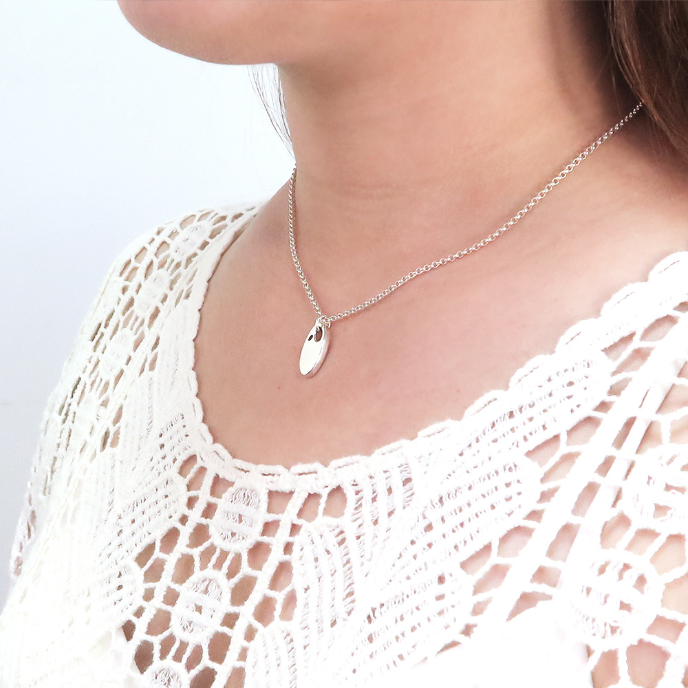 雪的記憶 925純銀項鍊 橢圓形 女款 16吋 女生項鍊