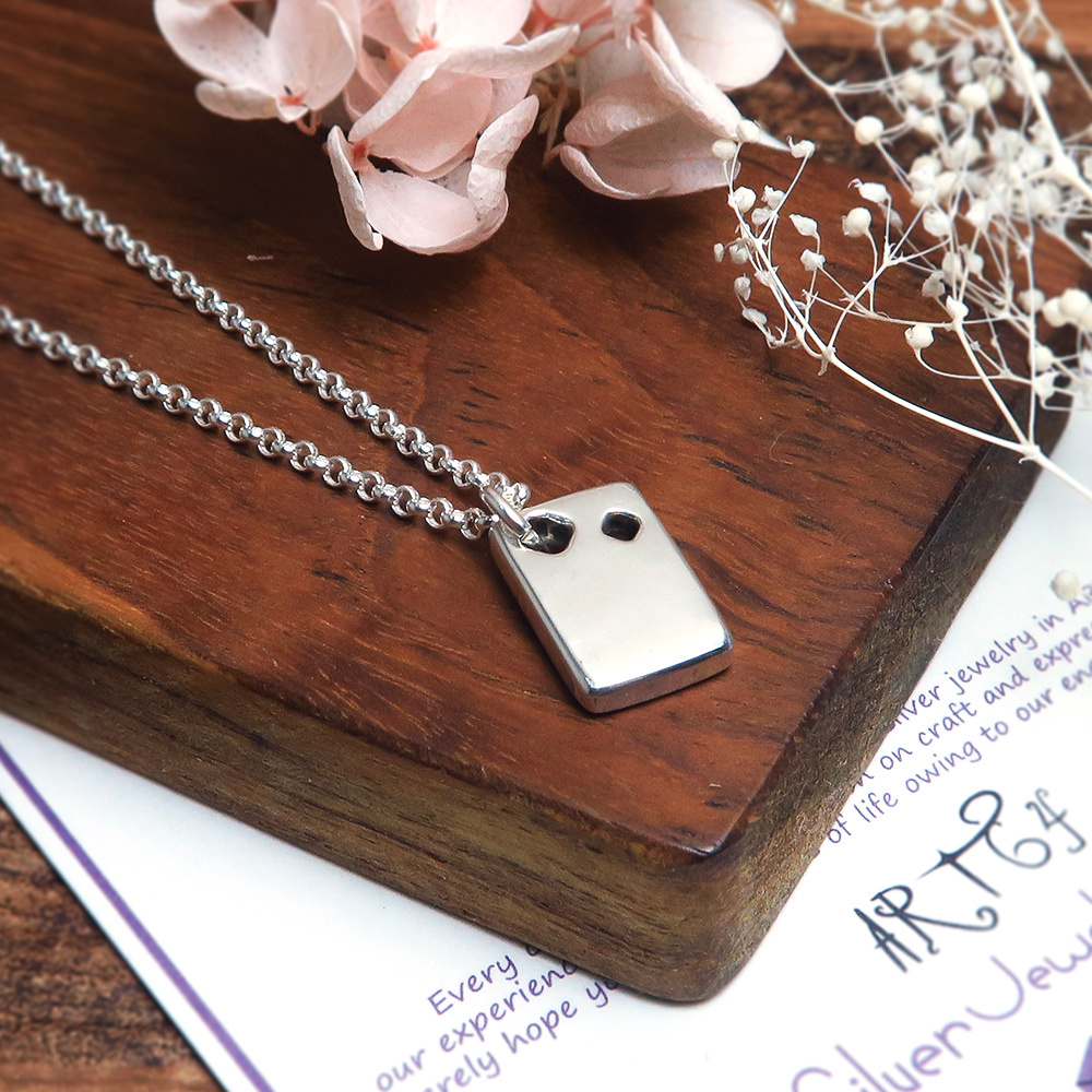 雪的記憶 925純銀項鍊 長方形 女款 16吋 女生項鍊