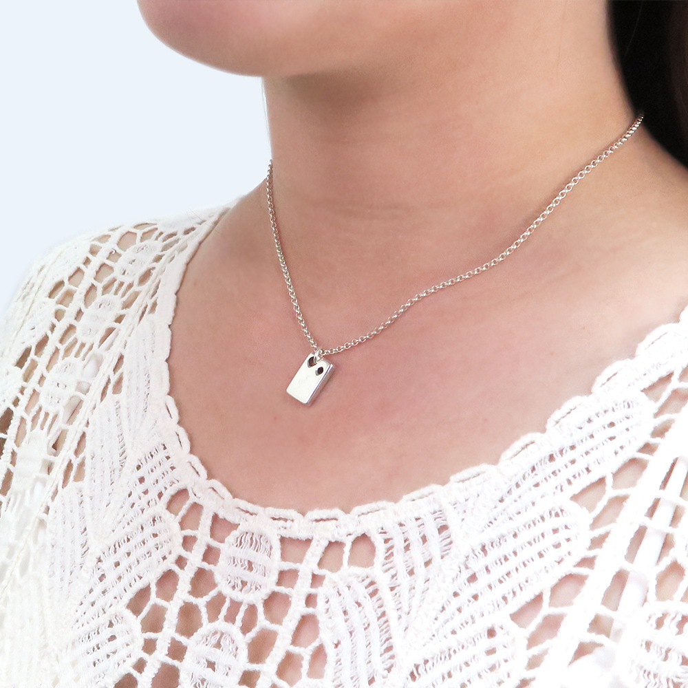雪的記憶 925純銀項鍊 長方形 女款 16吋 女生項鍊