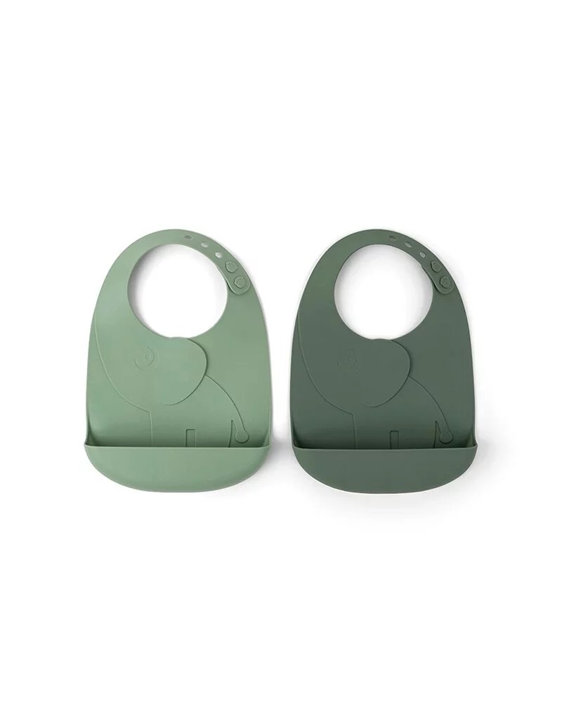 矽膠圍兜兩件組-綠色