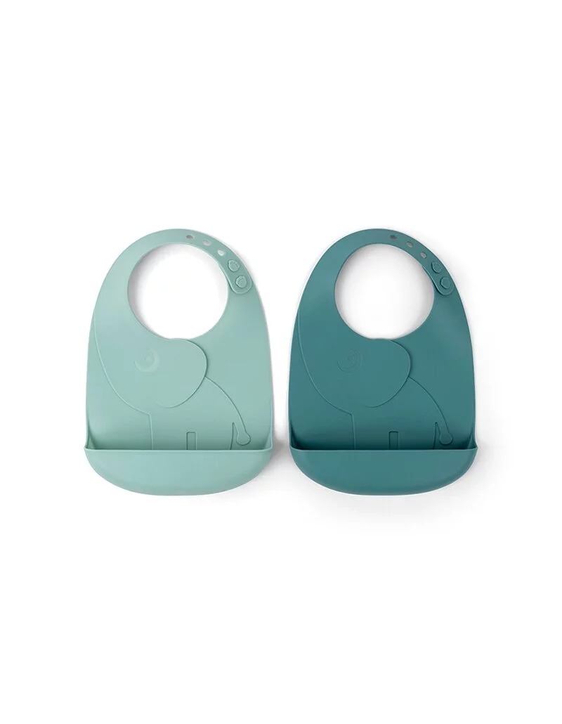 矽膠圍兜兩件組-藍色