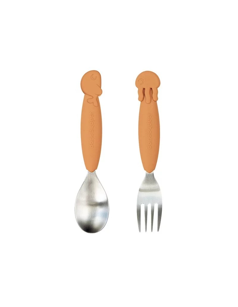 矽膠不鏽鋼湯叉兩件組-芥末黃