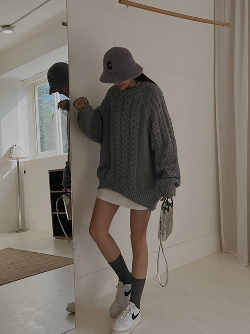 大長版麻花厚針織毛衣*2色