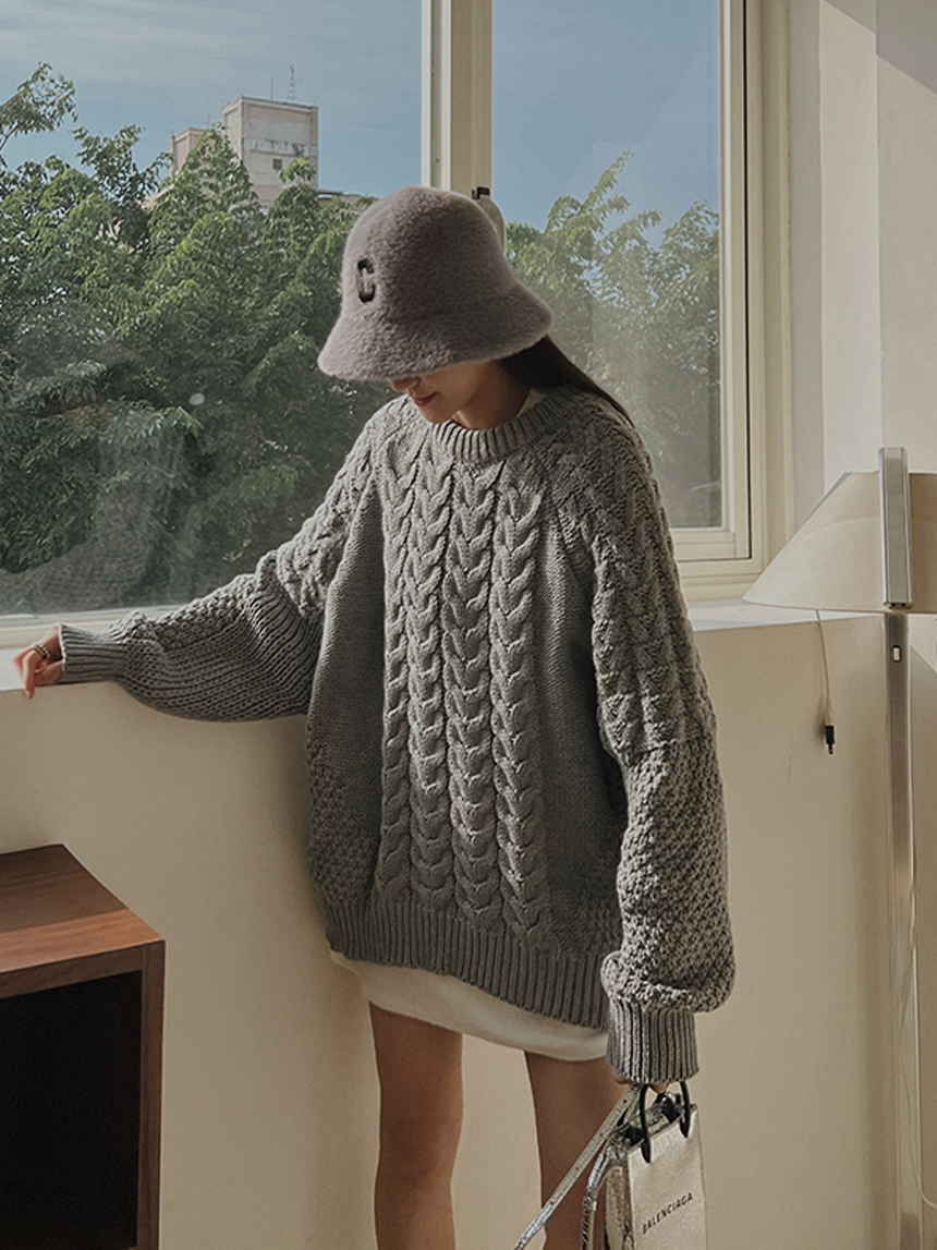 大長版麻花厚針織毛衣*2色