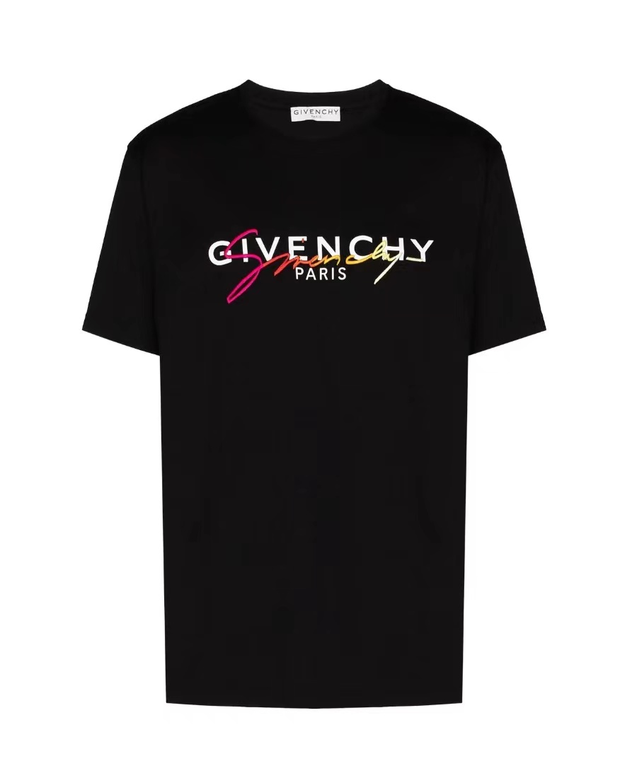 Givenchy Black Gradient Cursive Logo Short Sleeves