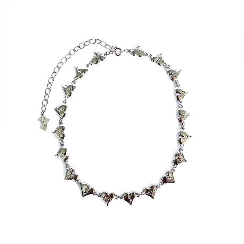 Maison Emerald 仙人掌水波紋閃電愛心項鍊