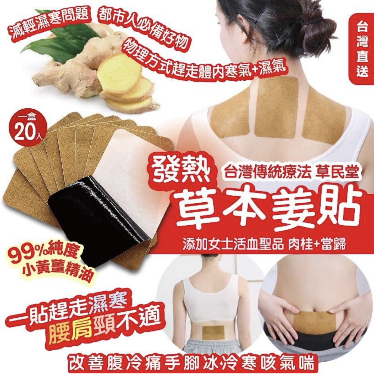 台灣傳草民堂發熱草本姜貼