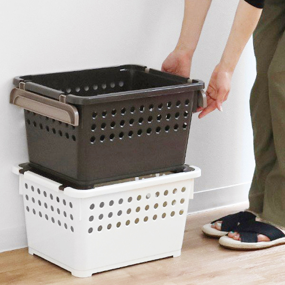 【日本 平和】極簡系列可堆疊收納籃(淺型素色)