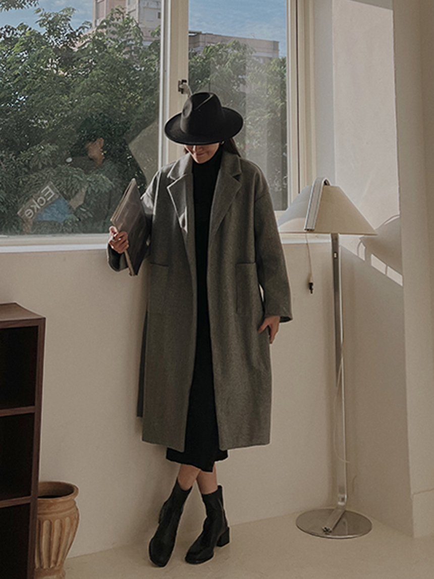 毛呢內滑布寬長版西裝外套*2色