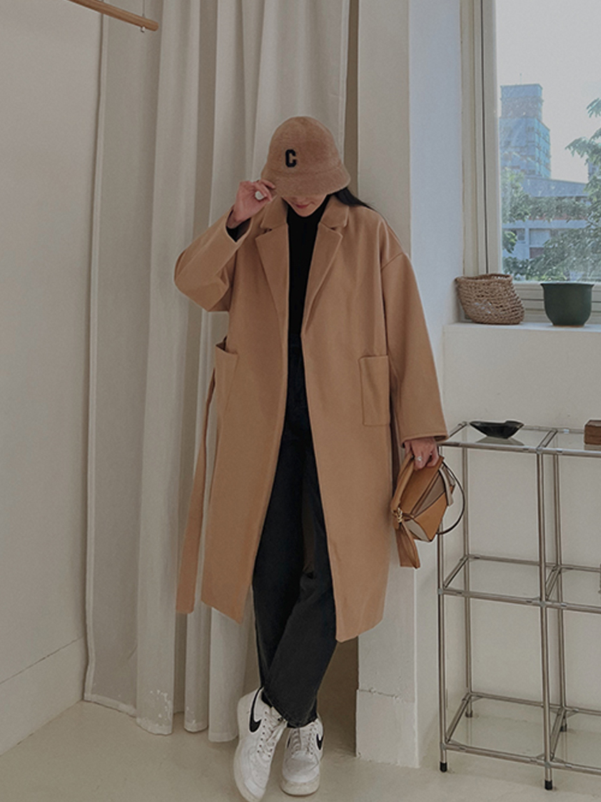 毛呢內滑布寬長版西裝外套*2色