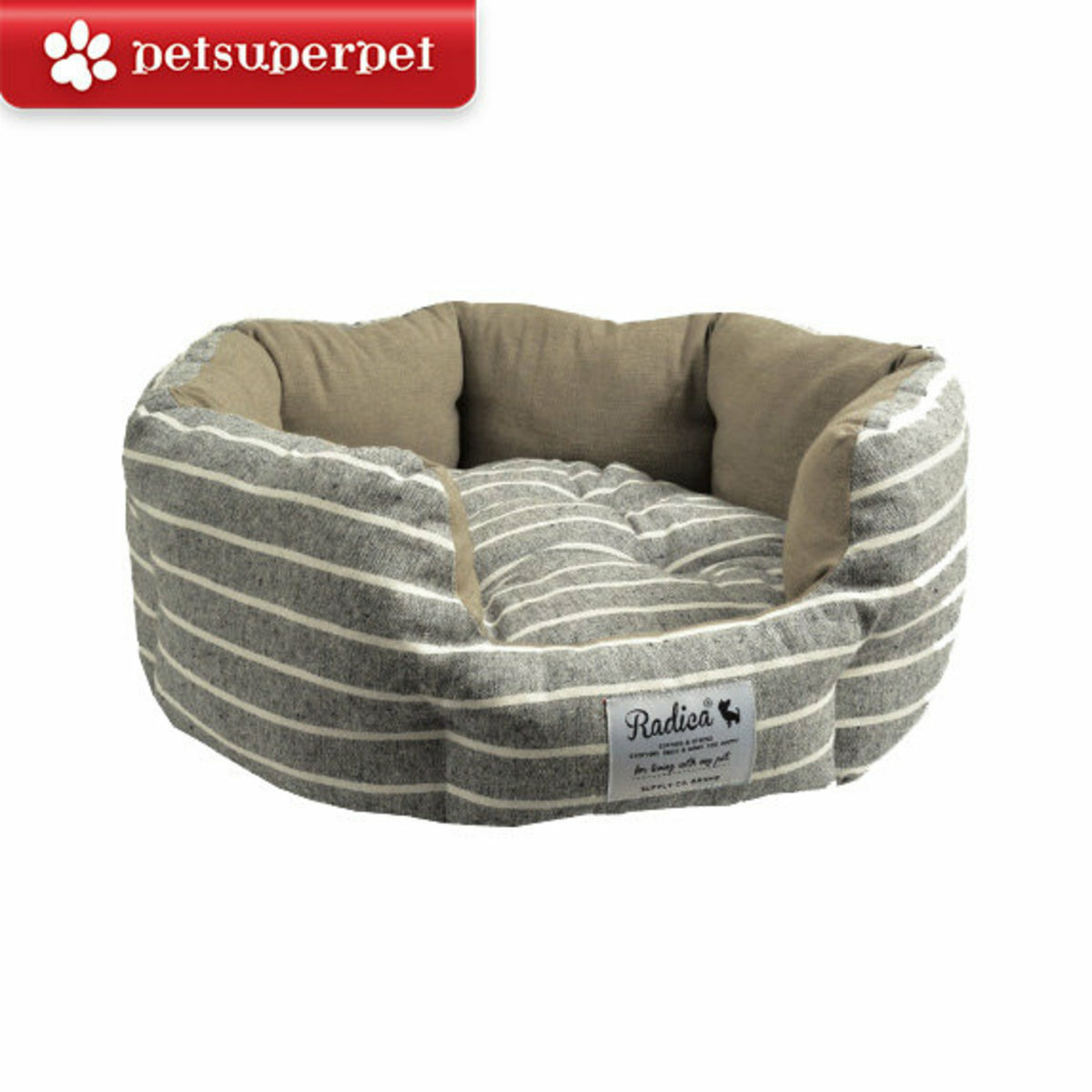 RADICA 日式棉質橫紋寵物窩 (平行進口貨品) - 灰色白橫間