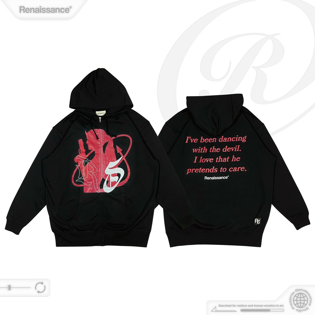 RENAISSANCE 新款 黑紅惡魔 RS Logo連帽外套 “ RS devil casual jacket “