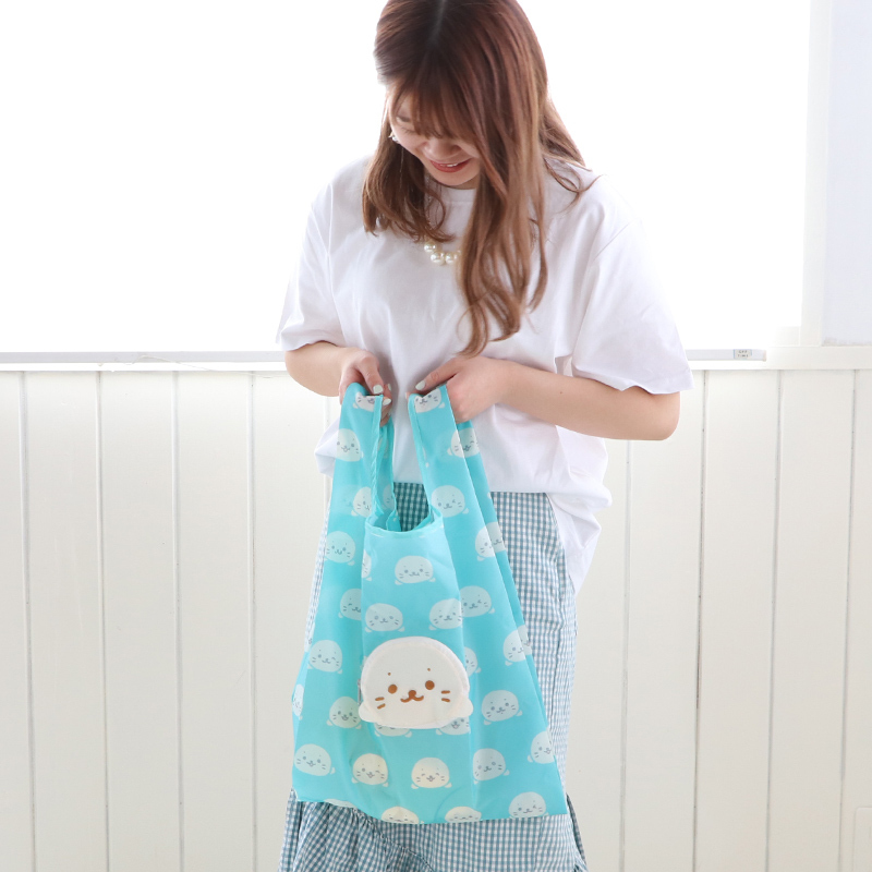 Sirotan 可收納環保袋 水藍大臉