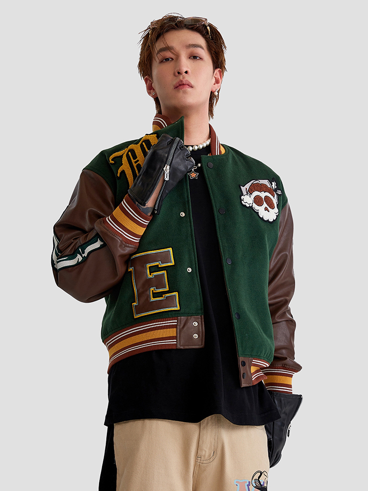 Maison Emerald 復古骷髏圖像棒球外套