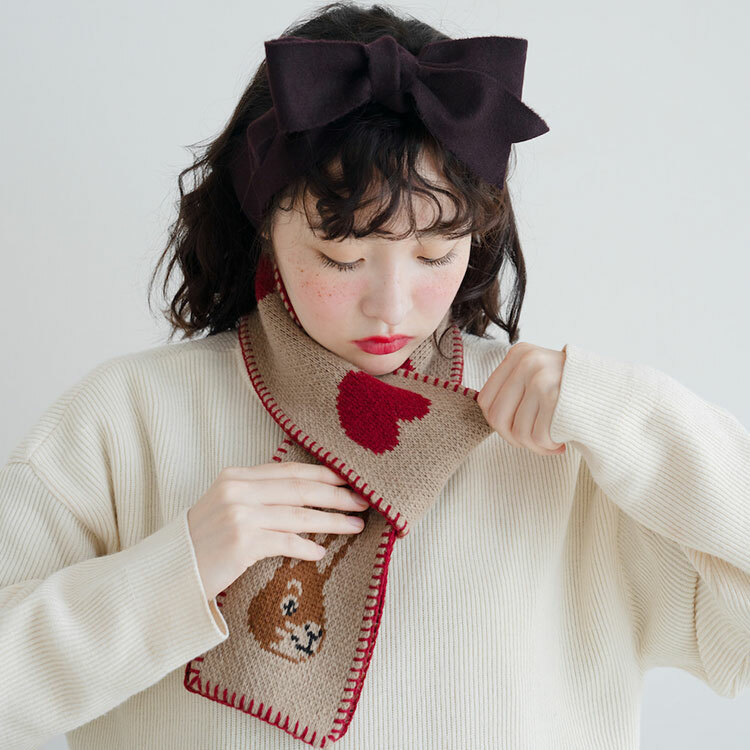 韓國 socks appeal® x Nathalie Lete 魔幻動物森林羊毛圍巾 愛心兔