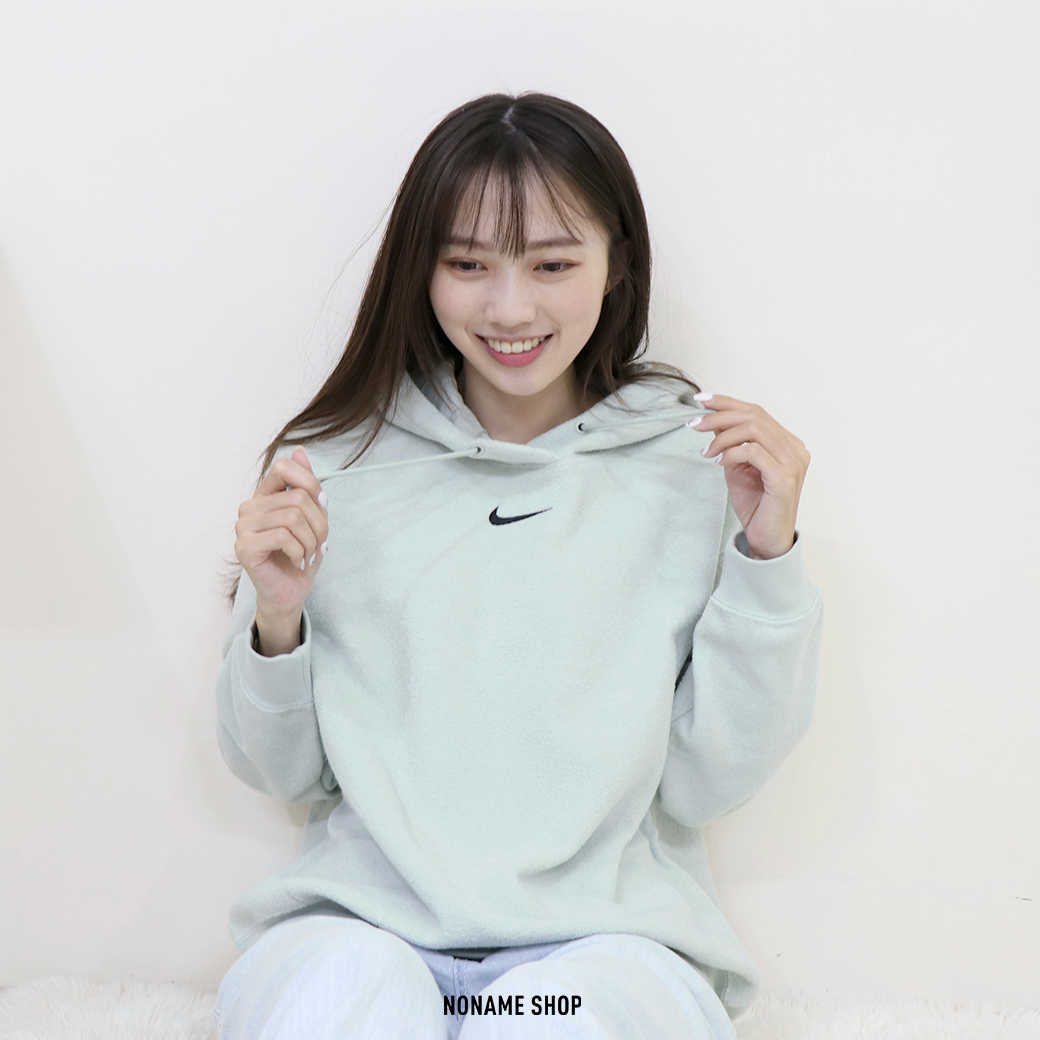 NIKE NSW ESSNTL PLSH HOODIE 小勾 落肩 鋪棉 帽TEE 薄荷綠