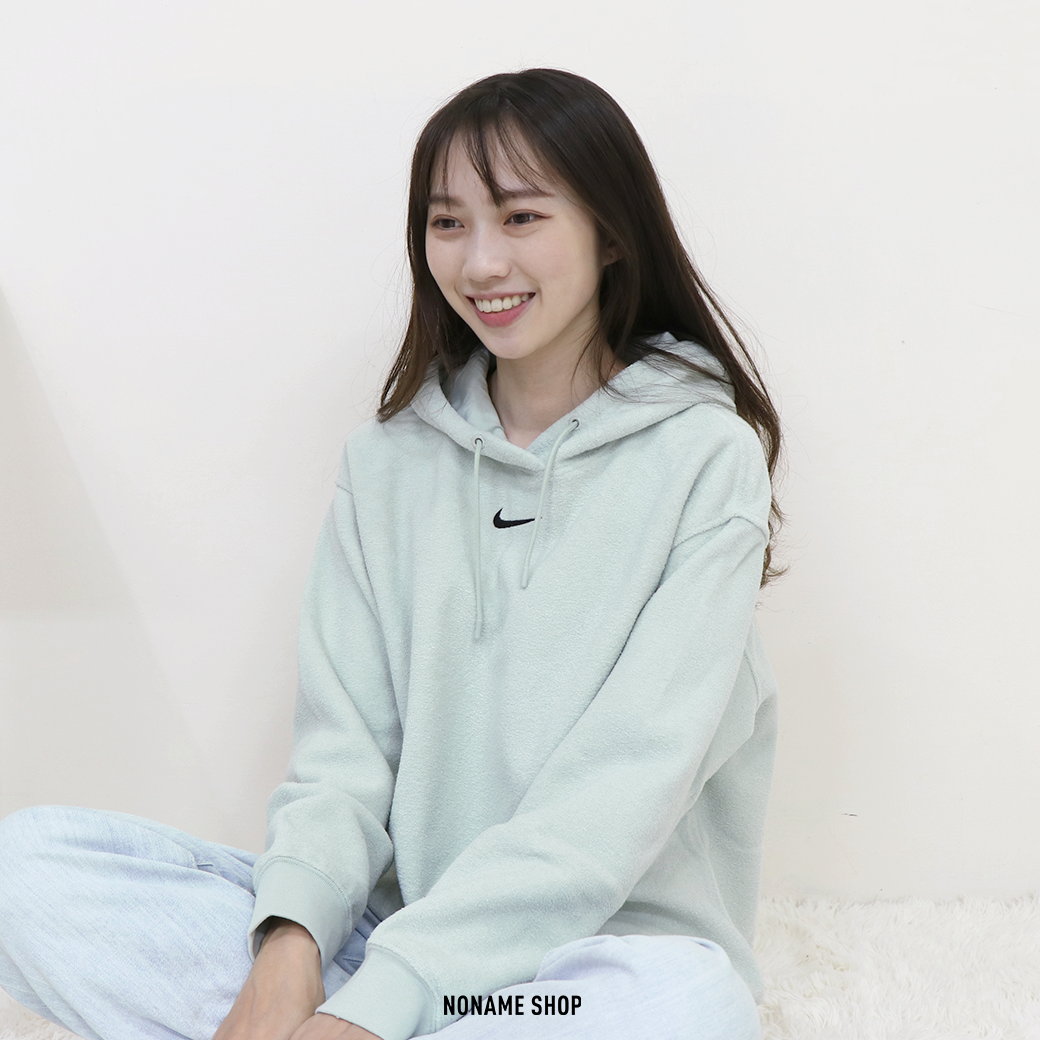 NIKE NSW ESSNTL PLSH HOODIE 小勾 落肩 鋪棉 帽TEE 薄荷綠