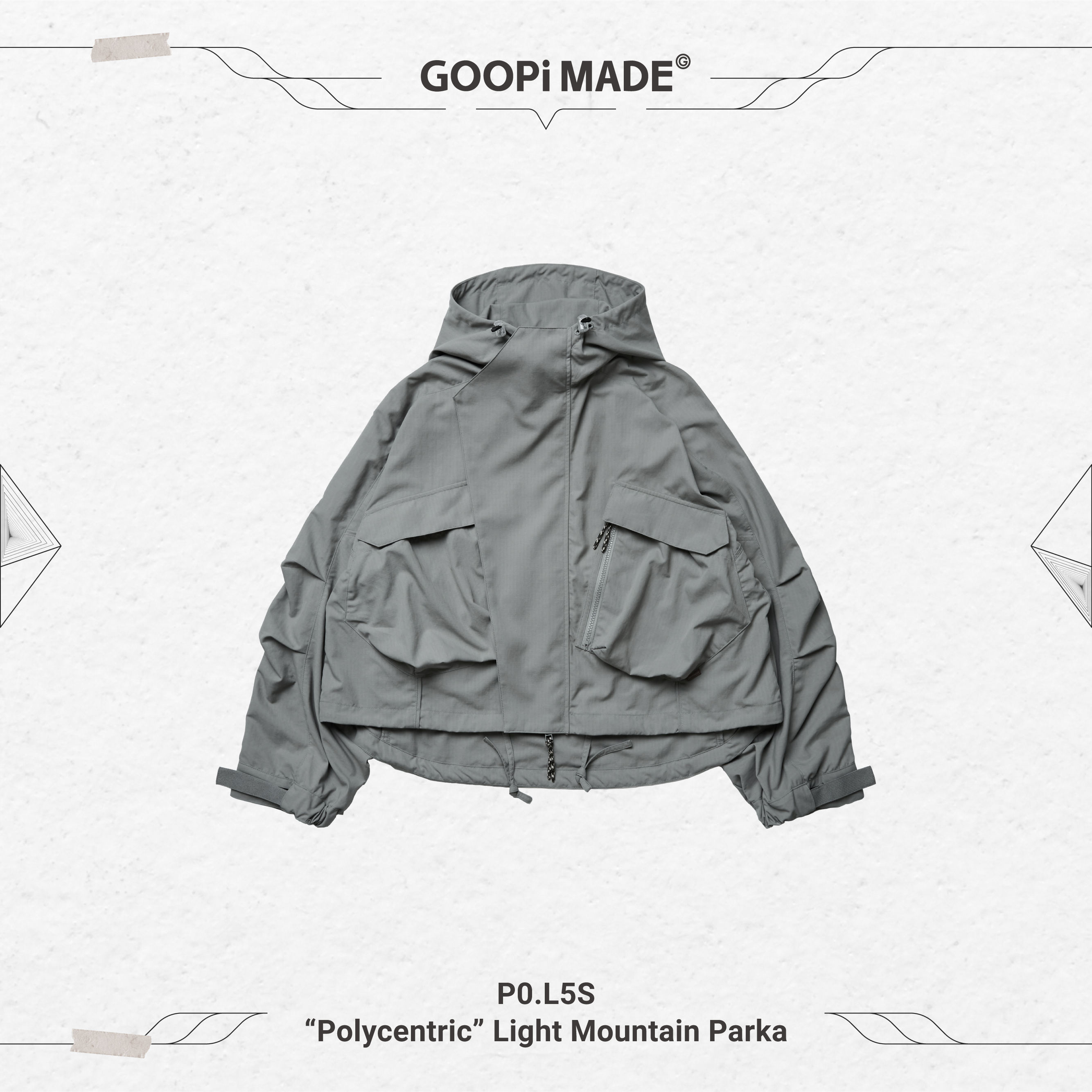 P0.L5S - “Polycentric” Light Mountain Parka - L-Gray