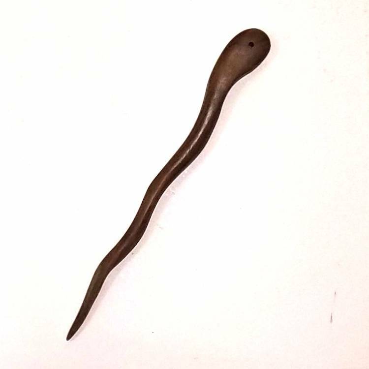 棕色粗款波浪茶尖/髮簪