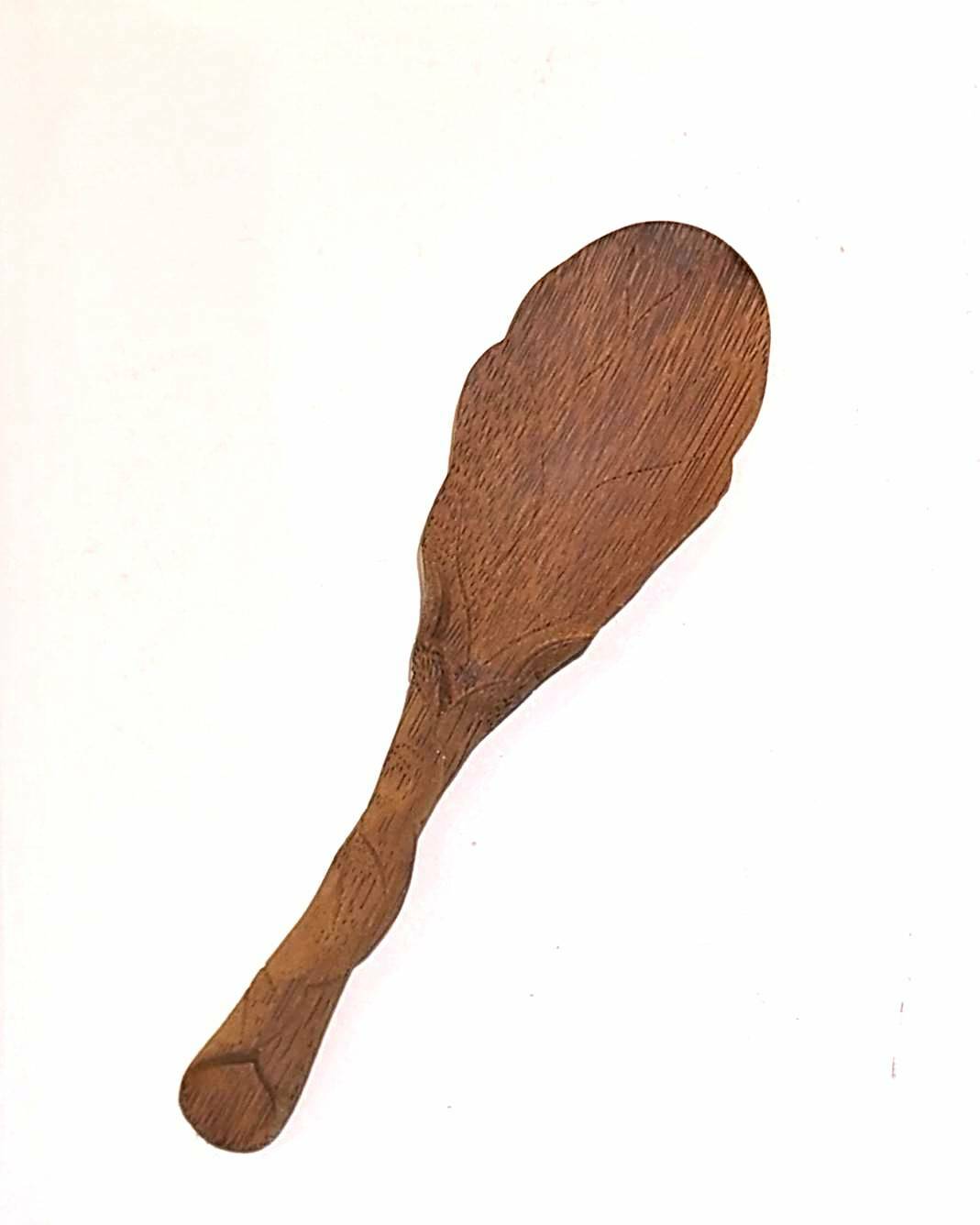 棕色長柄寬版葉子茶匙